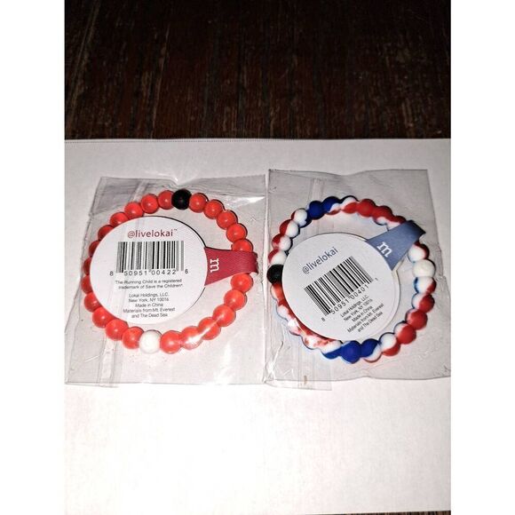 New 2 6.5" Lokai Silicone Bead Bracelet Mt Everest Dead Sea Blue Red Pink Purple - Picture 3 of 8